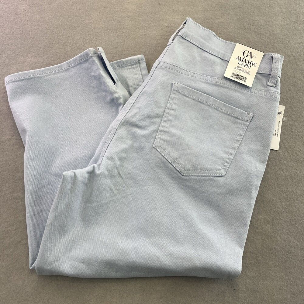 Gloria Vanderbilt Womens Capri Pants Sz 12 Blue Amanda Slimming Stretch Denim